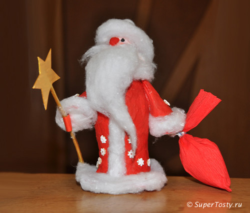 Дед мороз своими руками, золотой посох из прутика. фото. Поделки к новому году с детьми